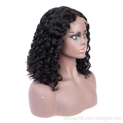 Afro Deep Curly 13*4 Lace Front Bob Wigs, Indian Human Hair Deep Wave Lace Front Short Blunt Cut Wig Cabelo Humano